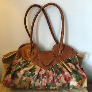 Patricia Nash Lione Satchel Spring Lily Leather Hobo Slouchy Bag